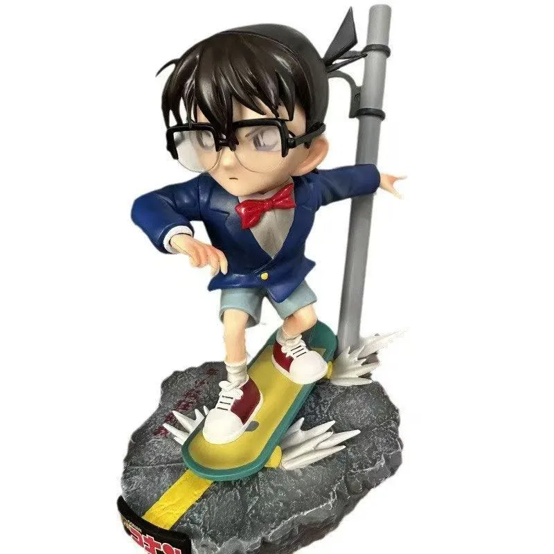 Detective Conan Figure – Conan on Skateboard with Soccer Ball Statue, Art Toy Collectible Model Display Ornament for Fans